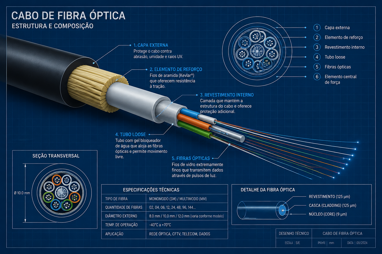 Por dentro de uma fibra óptica