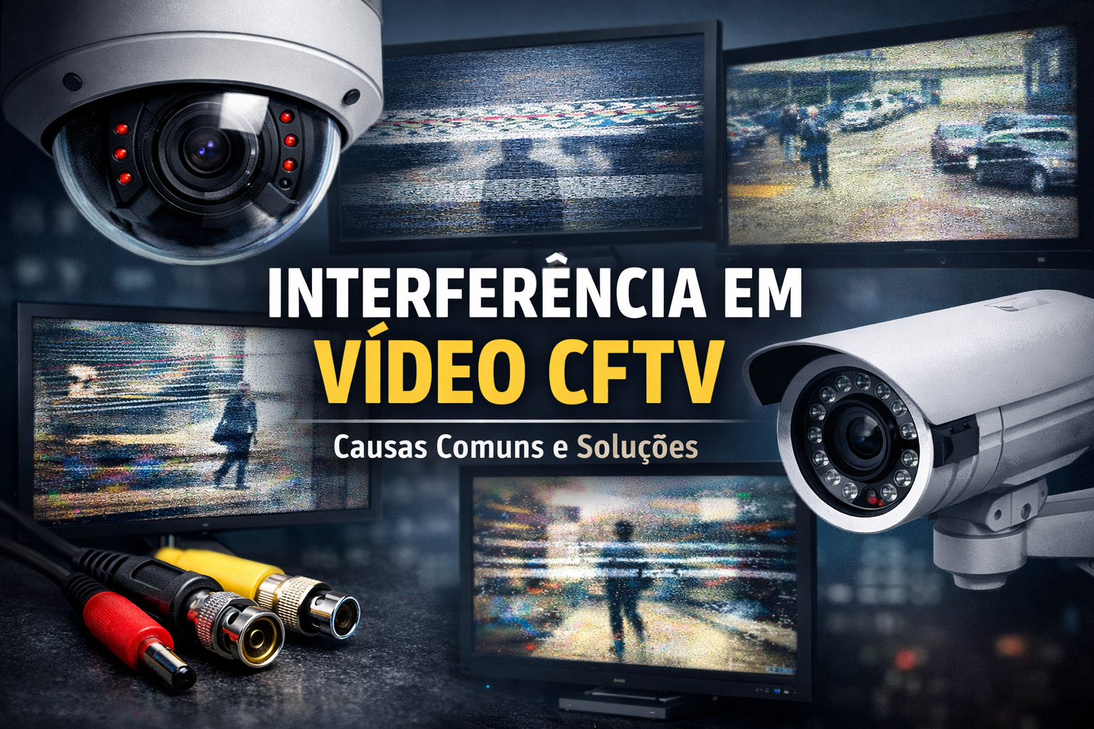 Interferência em vídeo CFTV e causas comuns e como resolver problemas de imagem